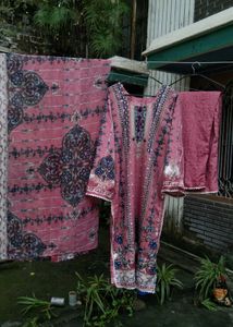 Elegant Pink Printed Kurta Set