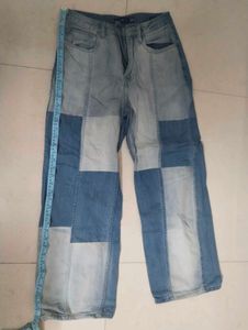 Patchwork Wide-leg Jeans