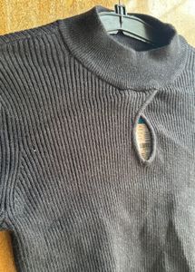 Chic Black Cutout Top Sweater