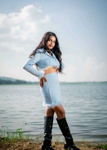 Full Sleevees Collared Coat And Skirt Set