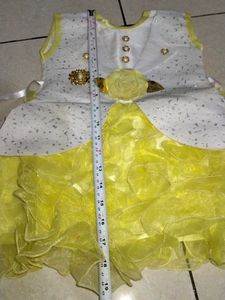 Girls kids dress Cute Yellow &amp; White