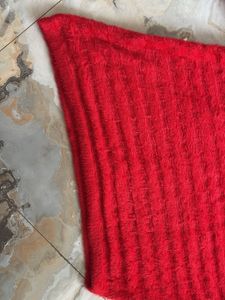 Red Fuzzy Knit Turtleneck