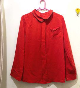 Red Peter Pan Collar Blouse 38-39