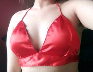 Red Satin Bralette Blouse Padded