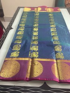 Peacock Green And Rose Banarasi Saree