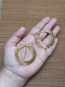 Gold Textured Hoop Earrings