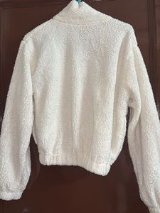 Fluffy White Zip-Up Jacket