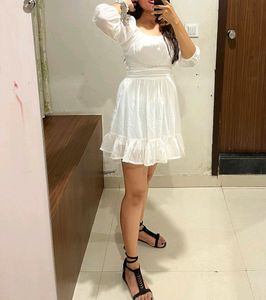White Beautiful Dress With Back bow Design