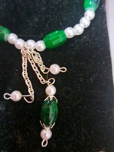 Pearl With Emerald Colour Stone