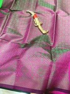 Green &amp; deep pink Silk Saree