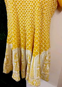 Yellow Embroidered Ruffle Dress