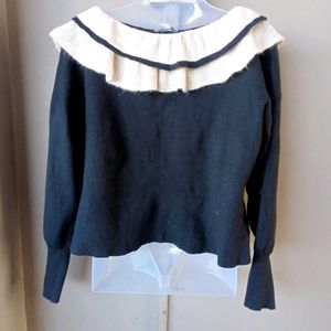 Ruffled Collar Cardigan