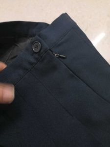 Navy Blue Flared Mini Skirt - Korean