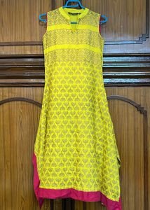 WITH FREE DUPATTA + Yellow Printed Kurta