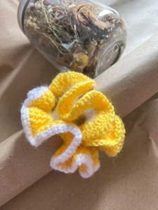 Handmade Crochet Yellow Scrunchie