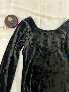 Black Velvet Long Sleeve Leotard