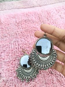 Silver Oxidised Earrings And Rings
