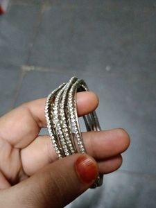 Silver Stone Bangles