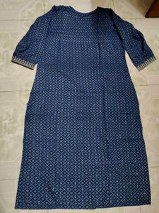 Navy Blue Embroidered Kurti Pant Dupatta Set