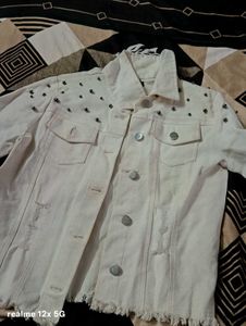 Studded White Denim Jacket