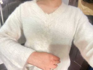 Off White Bell Sleeves Furry Sweater 🎀