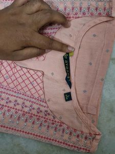 Peach Embroidered Kurti