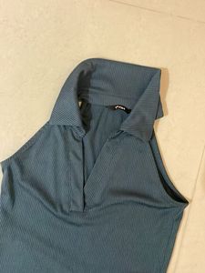 Chic Blue Bodycon Midi Dress