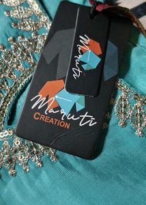 Aqua blue embroidery kurti plazo &amp; dupatta set 🩵