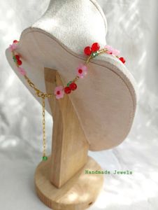 Cherry Blossom Beaded Necklace