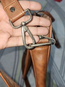 Brown Faux Leather Laptop Bag