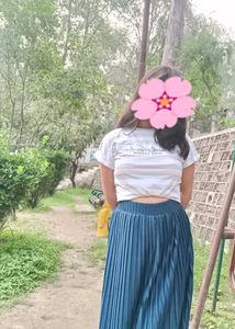 Combo of Pleated Midi Skirt and bralette