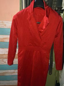 Red Long Sleeve Mini Dress