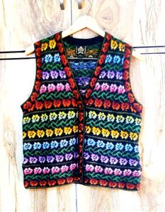 Vintage Floral Knit Vest size-38