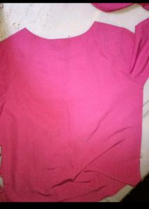 Pink Bell Sleeve Top Embellished With Pearls