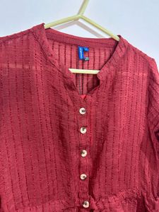 Elegant Burgundy Button-Down Dress