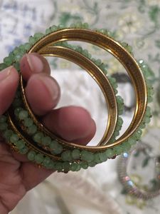 4 Bangle 2 Kada Set Of Green