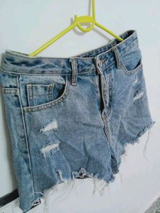 Blue Denim Shorts. Not Even Wore Once Selling Because It's Tight For Me. It's A Small Size Can Fit To 26,28.