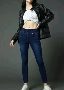 Women Blue Slim Fit High-Rise Clean Look