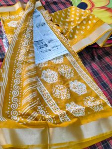 Yellow Printed Saree