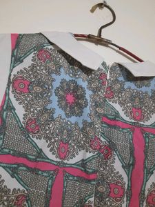 Patterned Sleeveless Fit &amp; Flare Long Top