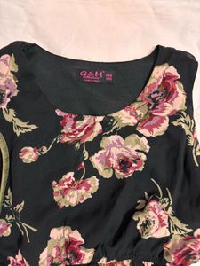 black rose print chiffon dress