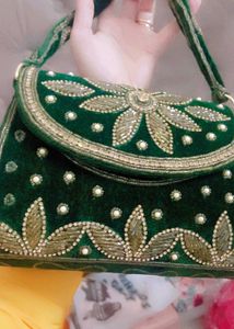 Green Embellished Clutch