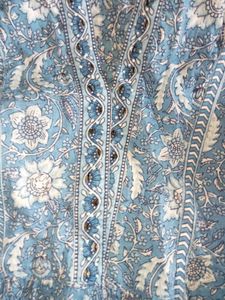 Blue Floral Print Tunic Top