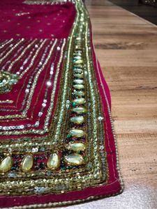 maroon heavy handwork  Beaded Saree