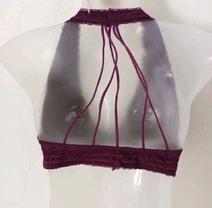 Burgundy Lace Halter Bralette