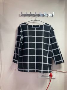 Black & White Plaid Blouse By Annabelle