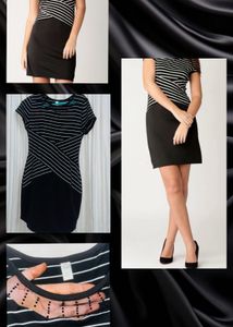 Black &amp; White Striped Bodycon Dress