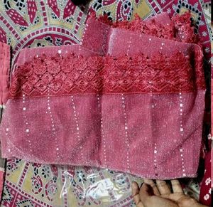 Elegant Pink Sequin Saree