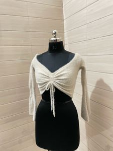 korean y2k style fur top