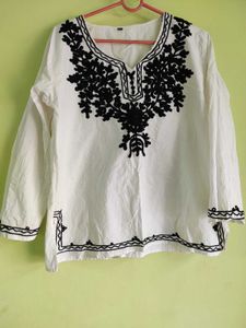 Cotton Chikankari Short Kurti